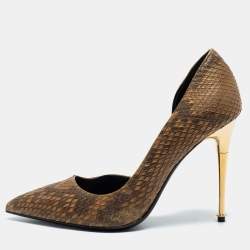 Tom Ford Beige Python Leather Pointed Toe Pumps Size 37.5