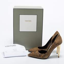 Tom Ford Beige Python Leather Pointed Toe Pumps Size 37.5