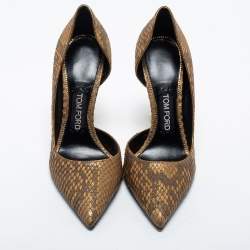 Tom Ford Beige Python Leather Pointed Toe Pumps Size 37.5