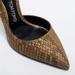 Tom Ford Beige Python Leather Pointed Toe Pumps Size 37.5