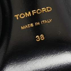 Tom Ford Black Leather Zipper Open Toe Ankle Booties Size 38