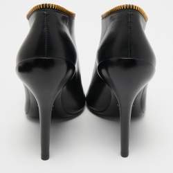Tom Ford Black Leather Zipper Open Toe Ankle Booties Size 38