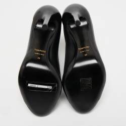Tom Ford Black Leather Zipper Open Toe Ankle Booties Size 38
