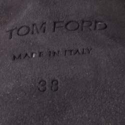 Pre Owned Tom Ford Black/Pink Embroidered Suede D'Orsay Ankle Strap Pumps Size 38