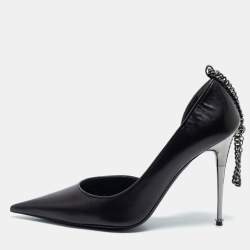 Tom Ford Black Leather Ankle Chain Pumps Size 40