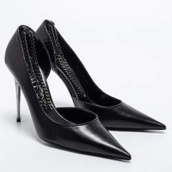 Tom Ford Black Leather Ankle Chain Pumps Size 40