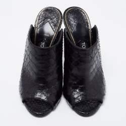 Tom Ford Black Python Open Toe Mules Size 37.5
