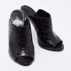Tom Ford Black Python Open Toe Mules Size 37.5