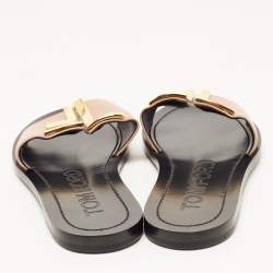 Tom Ford Pink Leather TF Logo Flat Slides Size 38