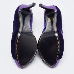 Pre Owned Tom Ford Purple Velvet Peep Toe Pumps Size 36