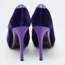 Pre Owned Tom Ford Purple Velvet Peep Toe Pumps Size 36