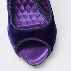 Pre Owned Tom Ford Purple Velvet Peep Toe Pumps Size 36