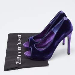 Pre Owned Tom Ford Purple Velvet Peep Toe Pumps Size 36