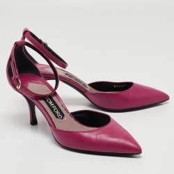 Pre Owned Tom Ford Purple Leather Ankle Strap D'orsay Pumps Size 39