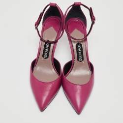 Pre Owned Tom Ford Purple Leather Ankle Strap D'orsay Pumps Size 39