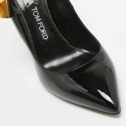 Tom Ford Black Patent Padlock Ankle Strap Pumps Size 39.5
