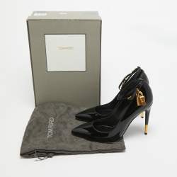 Tom Ford Black Patent Padlock Ankle Strap Pumps Size 39.5