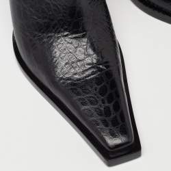 Tom Ford Black Croc Embossed Leather Western Ankle Boots Size 36