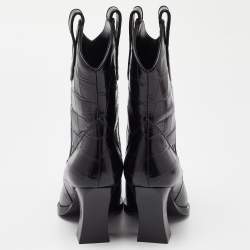 Tom Ford Black Croc Embossed Leather Western Ankle Boots Size 36