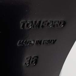 Tom Ford Black Croc Embossed Leather Western Ankle Boots Size 36