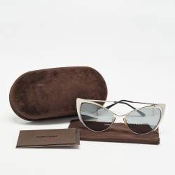 Tom Ford Silver Mirrored Natasya TF304 Cat Eye Sunglasses