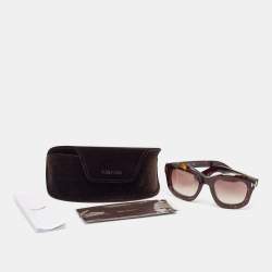Tom Ford Brown Tortoise Gradient Julia TF 582 Square Sunglasses