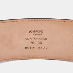 Pre Owned Tom Ford Black Leather T Buckle Wide Belt 75CM