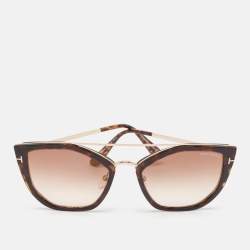 Tom Ford Tortoise Brown Gradient TF648 Dahlia 02 Cat Eye Sunglasses
