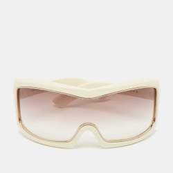 Pre Owned Tom Ford Ivory/Brown Gradient Olga TF305 Shield Sunglasses
