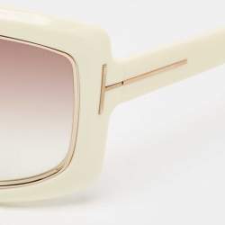 Pre Owned Tom Ford Ivory/Brown Gradient Olga TF305 Shield Sunglasses