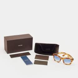 Tom Ford Tortoise Brown/Blue Gradient TF431Greta Square Sunglasses