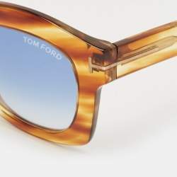 Tom Ford Tortoise Brown/Blue Gradient TF431Greta Square Sunglasses