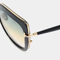Pre Owned Tom Ford Black/Green Gradient TF 945 Virginia Oversized Sunglasses
