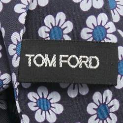 Tom Ford Blue Floral Print Silk Fringed Scarf 