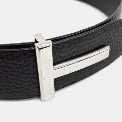 Pre Owned Tom Ford Reversible Black Leather Belt