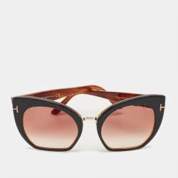 Pre Owned Tom Ford Brown Gradient Samantha TF553 Cat Eye Sunglasses