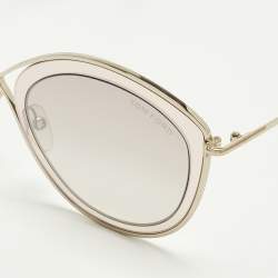 Pre Owned Tom Ford Brown/Gold Tone Mirrored TF604 Sascha 02 Butterfly Sunglasses