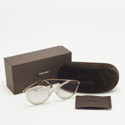 Pre Owned Tom Ford Brown/Gold Tone Mirrored TF604 Sascha 02 Butterfly Sunglasses