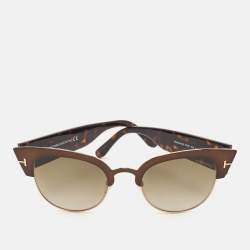 Pre Owned Tom Ford Brown/ Tortoise Acetate Rose Gold Tone Sunglasses