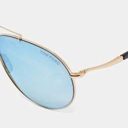 Pre Owned Tom Ford Gold/Tortoise Eva TF374 Mirror Aviator Sunglasses