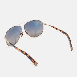 Pre Owned Tom Ford Gold/Tortoise Eva TF374 Mirror Aviator Sunglasses