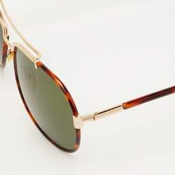 Pre Owned Tom Ford Tortoise Shell/Green TF148 Aviator Sunglasses