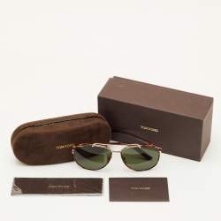 Pre Owned Tom Ford Tortoise Shell/Green TF148 Aviator Sunglasses