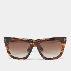 Pre Owned Tom Ford Tortoise Brown Gradient TF361Calina Squared Sunglasses