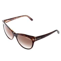 Pre Owned Tom Ford Havana/Brown Gradient TF430 Lily Cat Eye Sunglasses