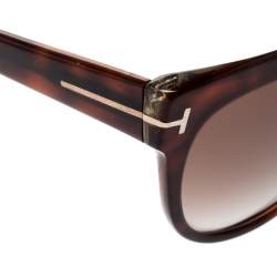 Pre Owned Tom Ford Havana/Brown Gradient TF430 Lily Cat Eye Sunglasses