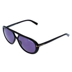 Pre Owned Tom Ford Black/Blue Marley Aviator Sunglasses