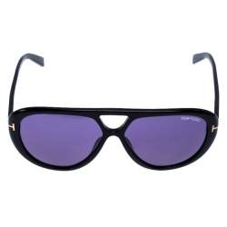 Pre Owned Tom Ford Black/Blue Marley Aviator Sunglasses