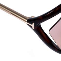 Pre Owned Tom Ford Brown/Gold Liora Oversize Sunglasses