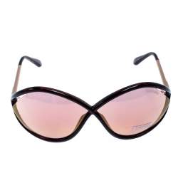 Pre Owned Tom Ford Brown/Gold Liora Oversize Sunglasses